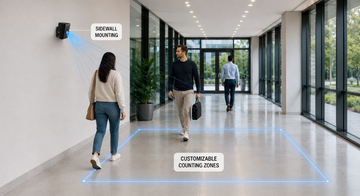 SensMax TAC-B EWP Radar-Personenzählsensor mit Seitenwandmontage