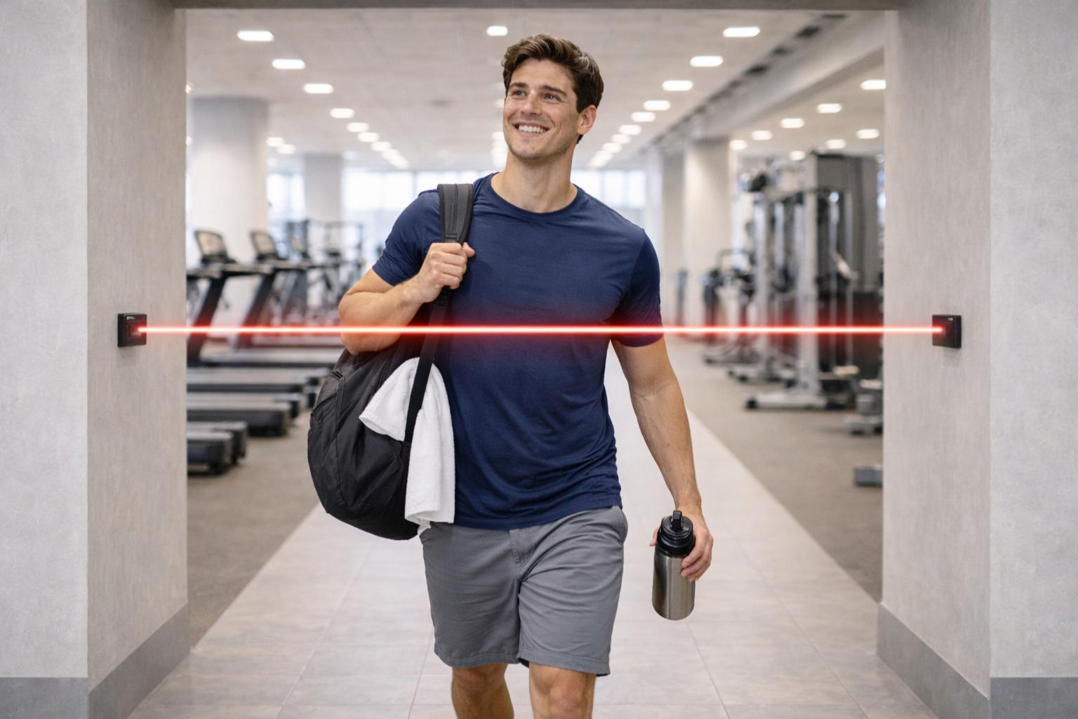 SensMax D3 bidirektionale Personenzähler in einem Fitnessstudio installiert