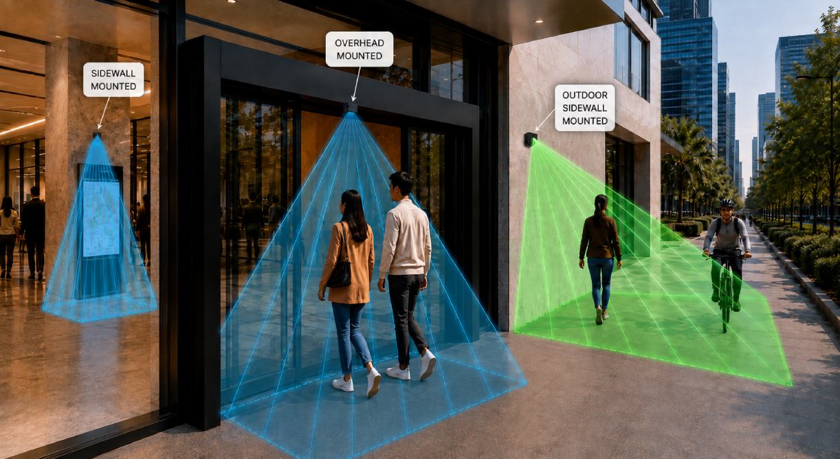 SensMax TAC-B EWP PoE Radar-Personenzählsensor für Wand- und Überkopfmontage